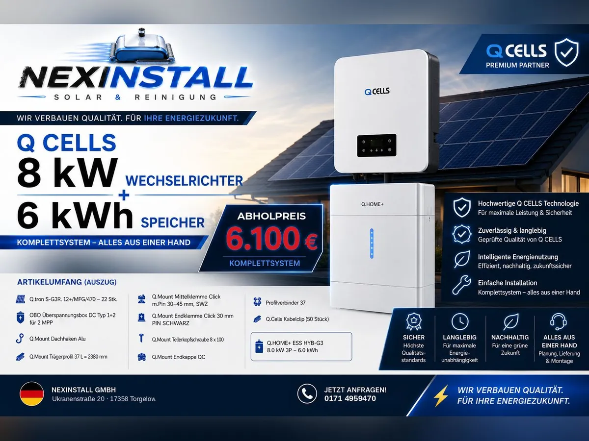 Q CELLS Komplettsystem 10,34 kWp — 8 kW + 6 kWh